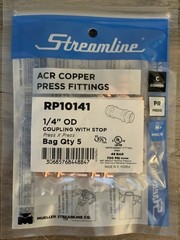 *QTY 100* – 1RP10141 Streamline ACR Copper Press Couplings 1/4″ – 5 per pack