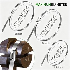 MasiStran Metal Zip Ties 50 Pack 18 Inch, 304 Stainless Steel 300LBS Heavy Du…