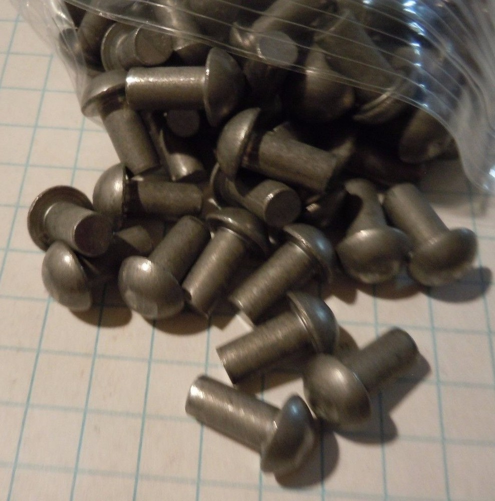 100 Steel Round Head Rivets 3/16 x 3/8″ Steampunk Blacksmith SCA Armour