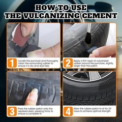 Vulcanizing Cement for Tire Patches, Tire Repair Glue with Built-in Brush Fast D