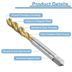 4pcs Spiral Flute Thread Taps 1/4-20 UNC Titanium Coated Screw Threading