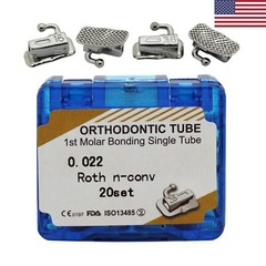 20sets Dental Orthodontic Buccal Tubes Bondable Roth MBT 1st 2nd Molar 0.022″ 2G