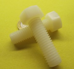 Tap Bolt, FT, Nylon, Metric, Natural M12x 1.75 x 40 mm Length, 10 pc