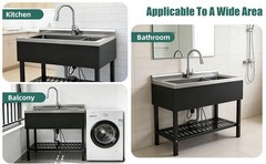 Utility Sink huge DOG washing station 40” Balck Commercial Watersink