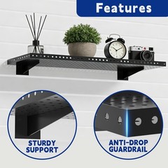Heavy Duty Slatwall Shelf 24x12Inch, Steel Slatwall Accessories Storage Rack for