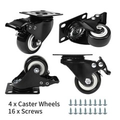 4PCS Heavy Duty Dolly hand truck Caster Wheels With Brake Top Plate 2 Inch