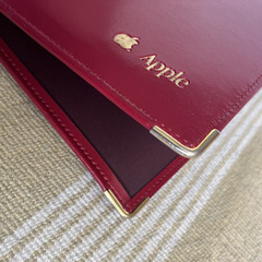 Apple Red Leather Business Portfolio Brass Corners by Hazel America’s Case Maker