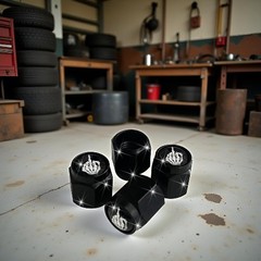 Finger Tire Valve Stem Caps Cover, 4 Pcs Metal Black Air V Color: Skull Finger