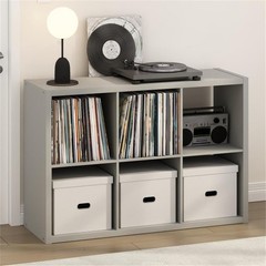 Pemberly Row 6-Cube Vinyl Record Media Storage Organizer in Light Grey