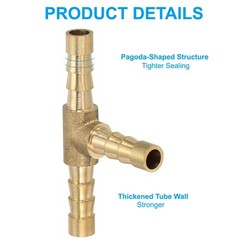 20 Pcs 1/4″ Brass Tee Barb Hose Fitting 3 Way Adapter Union Barbed Split Golden