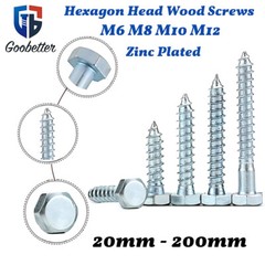 M6 M8 M10 M12 Zinc Plated Hexagon Head Wood Screws DIN 571 Lag Bolts All Length
