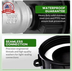 3-Size IBC Tote Adapter Kit, 275-330 Gallon IBC Tote Water Tank Hose Fittings, 2