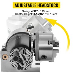 Dividing Head Precision BS-4in/5in/6in 3-Jaw Indexing Head Tailstock Chuck Tool