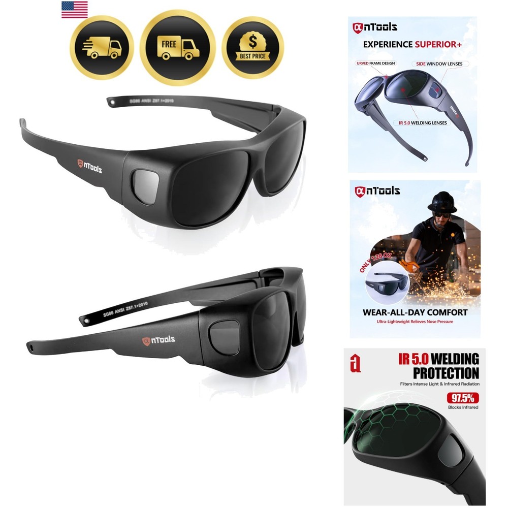 IR 5.0 Welding Glasses, Wrap-around Welding Goggles, Anti-scratch Welding Len…
