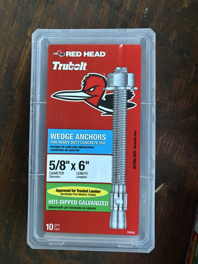 Red Head wedge anchors 5/8” X 6” 10 Pack