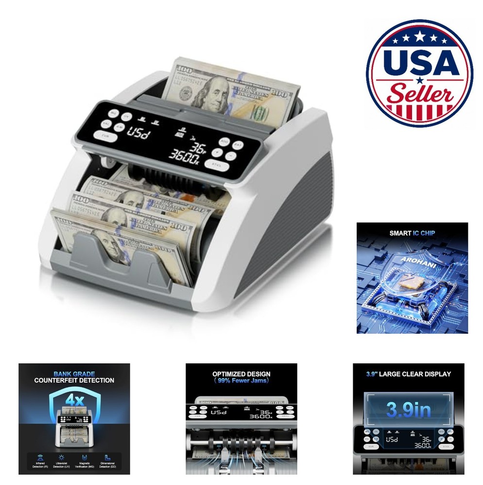 Money Counter Machine Value Counting USD EUR UV MG IR DD MT Counterfeit