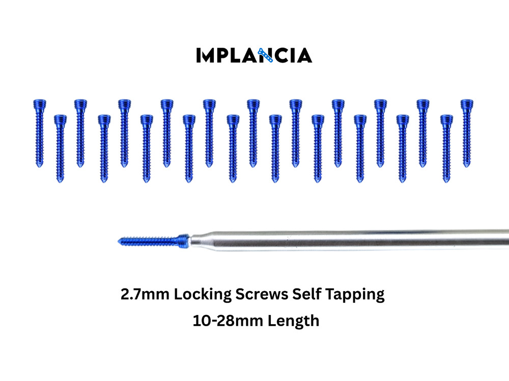 2.7mm Locking Self Tapping Screw 10-28mm Length w/ Drive 100 Pcs Titanium Set