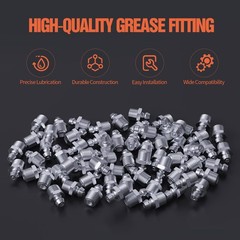 TRILINK 1/4″-28 Zerk Grease Fittings, SAE 1/4″-28-St.(100pcs),