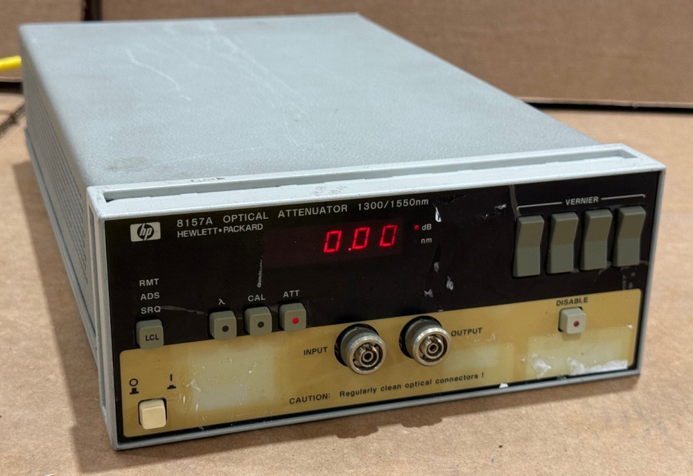 HP 8157A Optical Attenuator 1300–1550 nm 60 dB w/ Diamond Opt 011 GPIB Tested