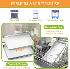 Stainless Steel Baking Sheet Set 4 18x13x1 for Oven Heavy Duty