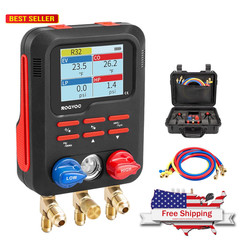 Digital Manifold Gauge, HVAC Refrigerants Digital AC Gauges Set with 2