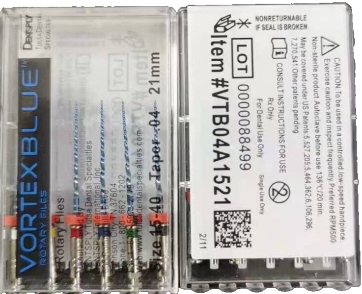 20pk 21mm .04 Asst Vortex Blue Rotary Files Dentsply Tulsa Dental Root 15-40
