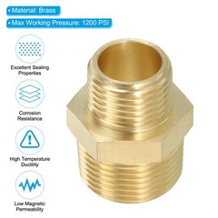 Brass Hex Nipple Pipe Fitting, 2 Pack 3/4″ NPT x 1/2″ NPT Male Couplings