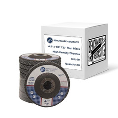 Benchmark Abrasives 4.5″ x 7/8″ Zirconia Type 27 Flap Discs, 40 Grit | Jumbo Hig