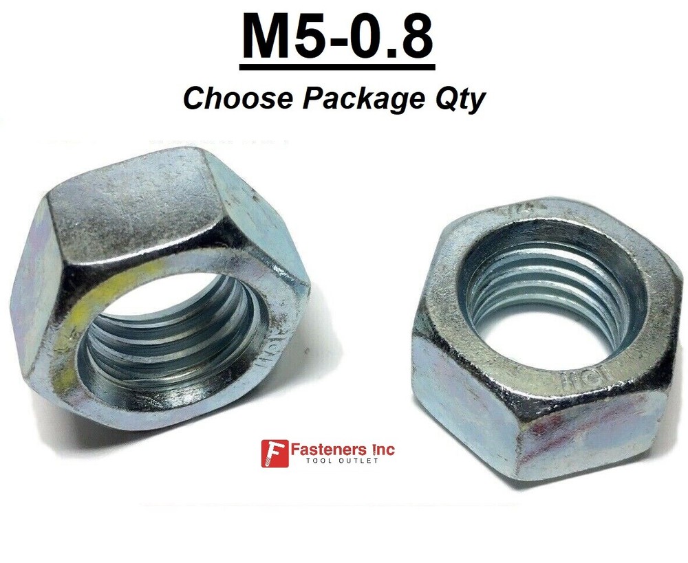 M5-0.8 Coarse Metric Class 8 Finished Hex Nut Zinc Plated DIN 934