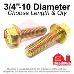 3/4″-10 Grade 8 Hex Flange Screws Frame Bolts Zinc Yellow (Pick Length & Qty)