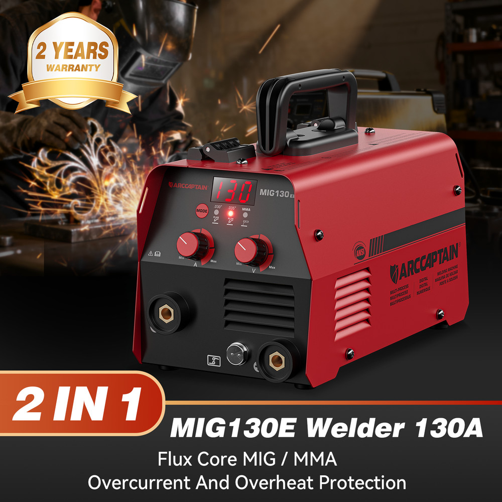 ARCCAPTAIN 2 in 1 MIG Welder 130A Flux Core MIG/MMA Welding Machine Gasless 2026