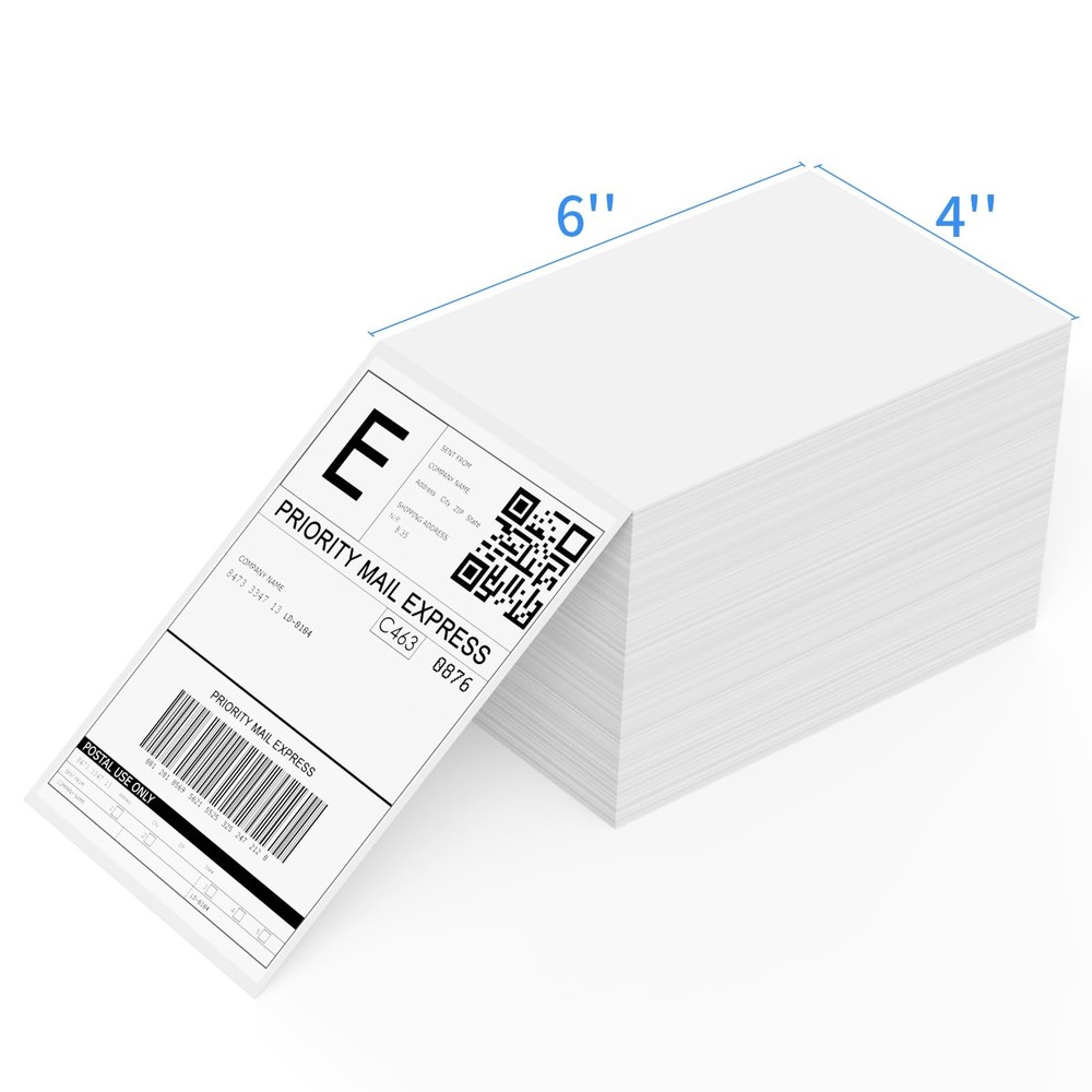 RONGTA 4×6 Thermal Labels, Fanfold Shipping 1 stack | 500 labels, White