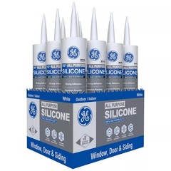 GE 2749483 White Silicone Window & Door Caulk Sealant 10.1 oz. (Pack of 12)