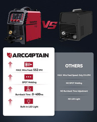 ARCCAPTAIN MIG Welder 200Amp 6 in 1 Aluminum LED Stick/Lift TIG + Welding Helmet