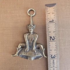 Vtg Solid Brass Elf on Mushroom Figurine Small Pixie Statue Cottagecore Fairy