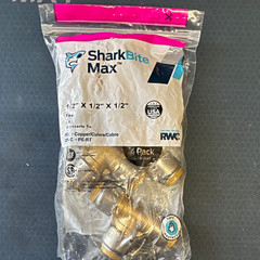 SharkBite Max 1/2 in Push-to-Connect Tee Brass Fitting4-Pack UR362A4freeshipping