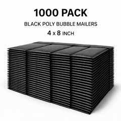 1000 Bulk Black Poly Bubble Mailers #000 4×8 Water Resistant Padded Envelopes