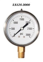 0-3000 PSI Liquid Filled Pressure Gauge, 2.5” Stainless Steel Face, 1/4″ LM NPT