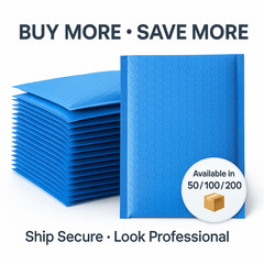 4×8 Bubble Mailers Poly Padded Envelopes Self Seal Shipping Pack Blue