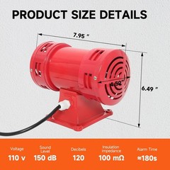 Industrial Electric Motor Air Raid Siren 110V 60HZ 150DB Siren Alarm Super Loud