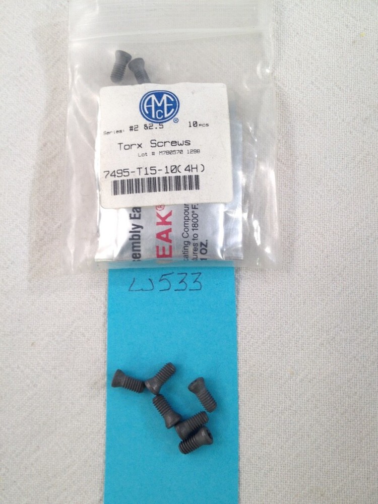 10 PC PACK OF ALLIED SERIES #1.5, TORX SCREWS 7495-T15-10(4H) AMEC {Ref # w533}