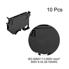 DIN Rail Mount Fuse Holder Terminal Blocks Screw Type Black UK5 Pack of 10