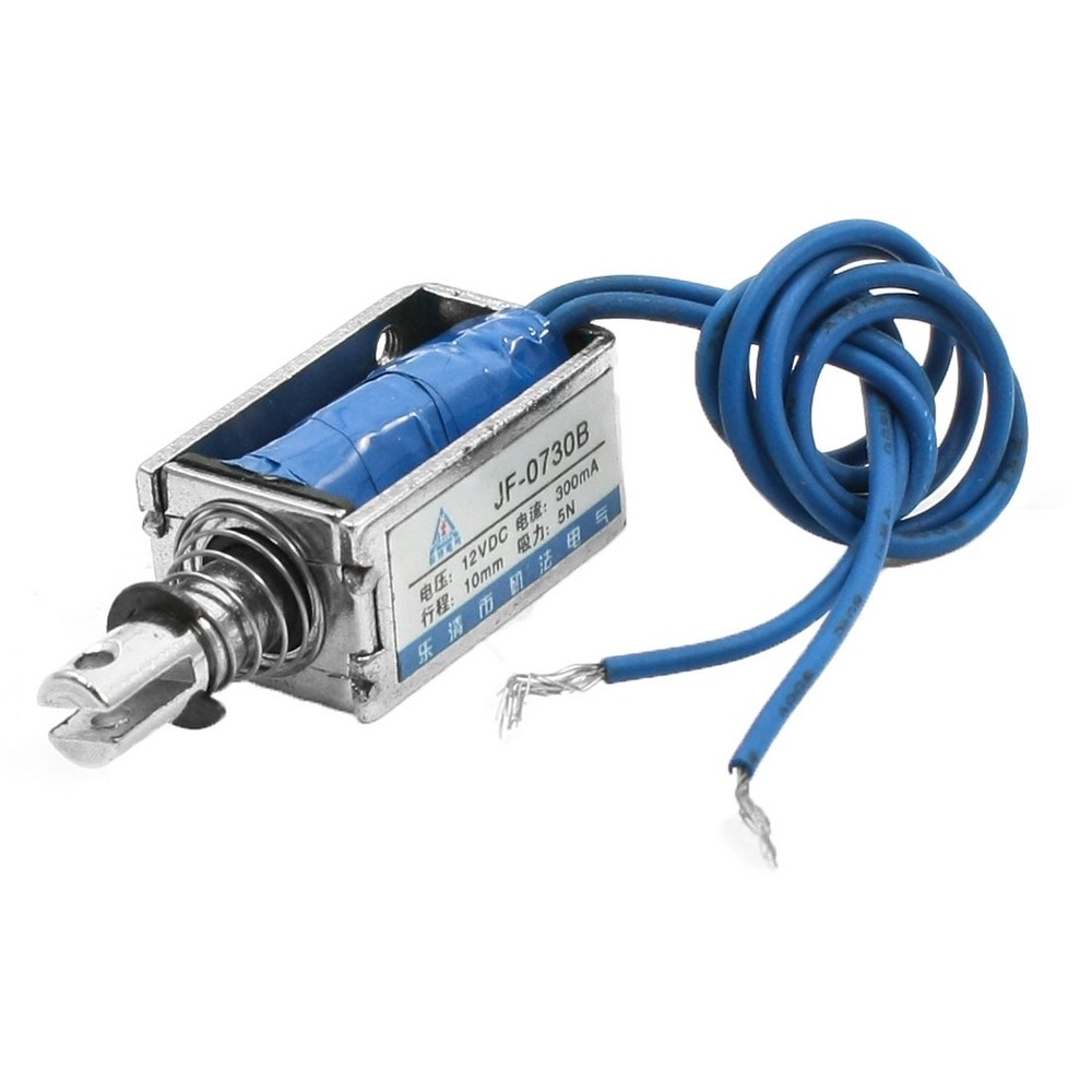 JF-0730B DC 12V 300mA Linear Push Pull Type Open Frame Solenoid Electromagnet