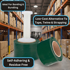 18 Rolls Cast Narrow Banding Stretch Wrap 3″x1000′ 80 Gauge Green Shrink Film