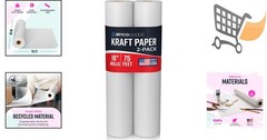 Kraft Paper Roll White 18×75 ft 2 Pack Art Craft Drawing Painting Bulletin