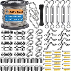 Stainless Steel Turnbuckle Kit 1/16″ Wire Rope 328FT – Easy Installation +500.0