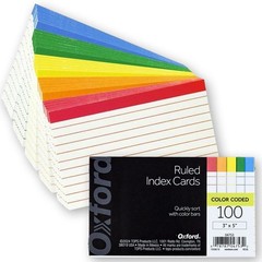 Oxford 04753 Color Coded 3 x 5″ Index Cards, Ruled, 2 Packs of 100