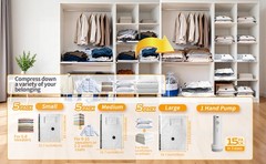 Vacuum Storage Bags for Travel, Vacuum Seal Bags for Clothing with Portable