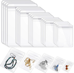Spakon 160 Pcs Clear PVC Jewelry Bags 5 Sizes Plastic Transparent Zipper Jewelry