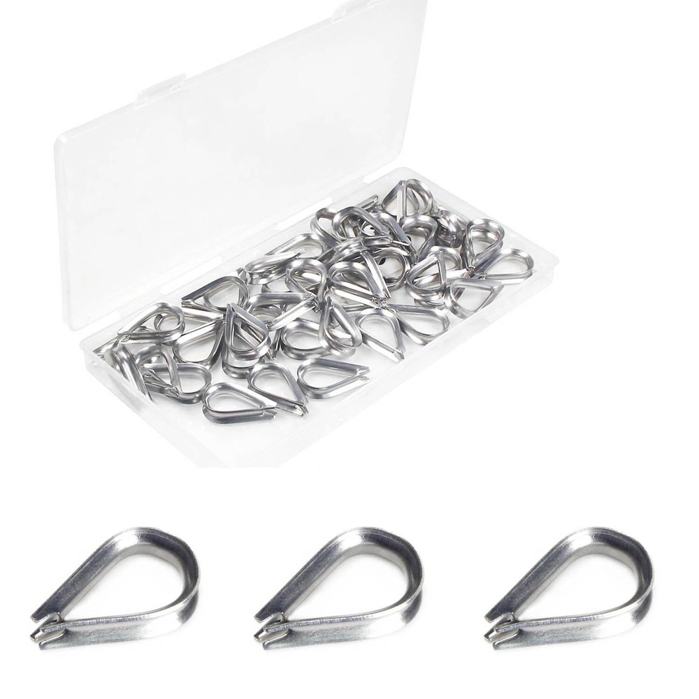50 Pcs 1/8″ Wire Rope Thimbles M3 Cable Thimbles 304 Stainless Steel Thimble …